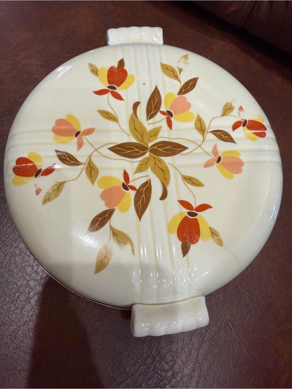 Vintage Jewel T/HALL’S SUPERIOR Autumn Leaf 🍂 Ceramic Storage Dish with Lid - Picture 5 of 8